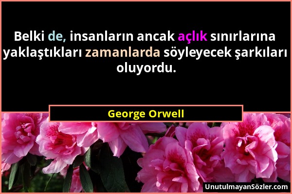 George Orwell - Belki de, insanların ancak açlık sınırlarına yaklaştıkları zamanlarda söyleyecek şarkıları oluyordu....