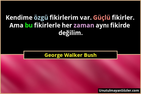 George Walker Bush - Kendime özgü fikirlerim var. Güçlü fikirler. Ama bu fikirlerle her zaman aynı fikirde değilim....