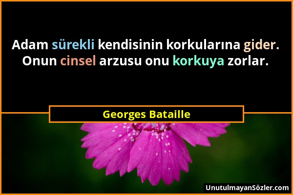 Georges Bataille - Adam sürekli kendisinin korkularına gider. Onun cinsel arzusu onu korkuya zorlar....