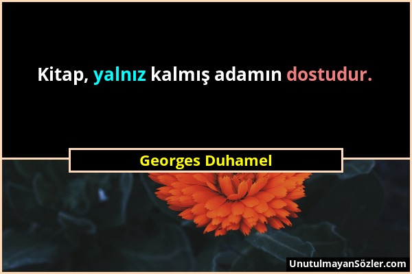 Georges Duhamel - Kitap, yalnız kalmış adamın dostudur....