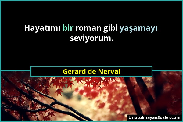 Gerard de Nerval - Hayatımı bir roman gibi yaşamayı seviyorum....