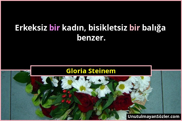 Gloria Steinem - Erkeksiz bir kadın, bisikletsiz bir balığa benzer....