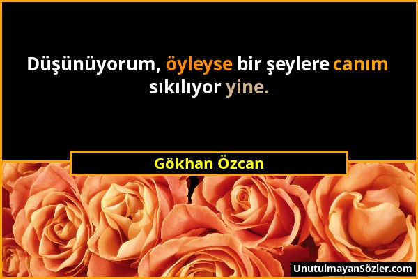 Gökhan Özcan - Düşünüyorum, öyleyse bir şeylere canım sıkılıyor yine....