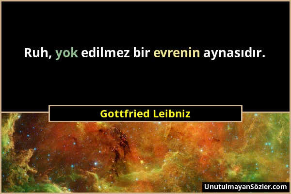 Gottfried Leibniz - Ruh, yok edilmez bir evrenin aynasıdır....