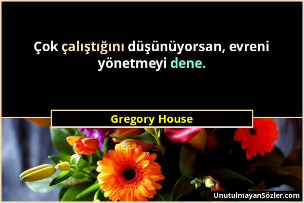 Gregory House - Çok çalıştığını düşünüyorsan, evreni yönetmeyi dene....