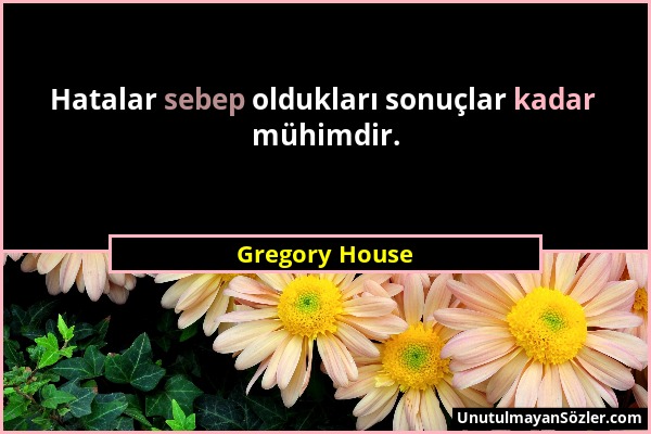 Gregory House - Hatalar sebep oldukları sonuçlar kadar mühimdir....