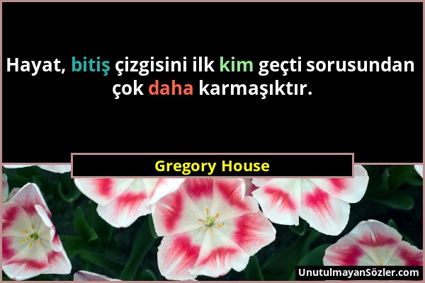 Gregory House - Hayat, bitiş çizgisini ilk kim geçti sorusundan çok daha karmaşıktır....