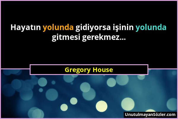 Gregory House - Hayatın yolunda gidiyorsa işinin yolunda gitmesi gerekmez......