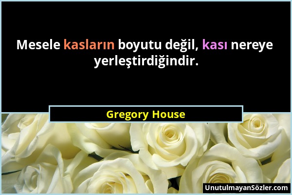 Gregory House - Mesele kasların boyutu değil, kası nereye yerleştirdiğindir....
