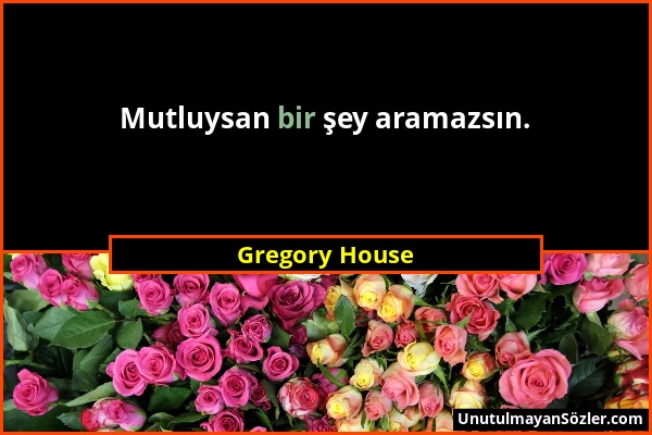 Gregory House - Mutluysan bir şey aramazsın....