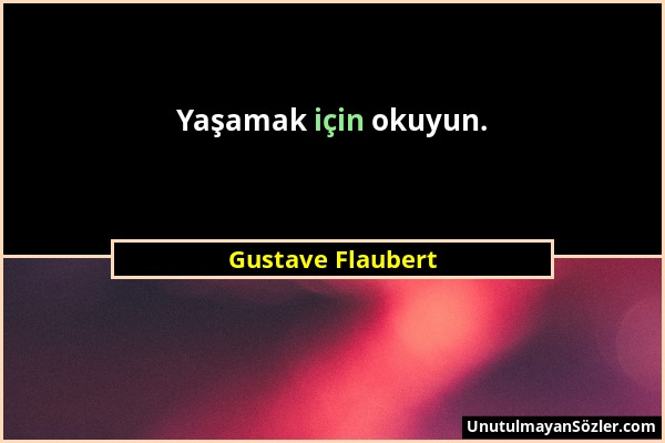 Gustave Flaubert - Yaşamak için okuyun....