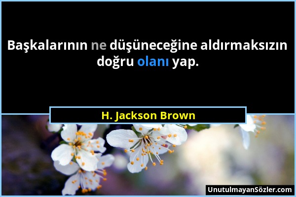 H. Jackson Brown - Başkalarının ne düşüneceğine aldırmaksızın doğru olanı yap....