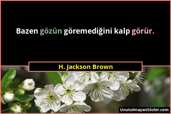 H. Jackson Brown - Bazen gözün göremediğini kalp görür....