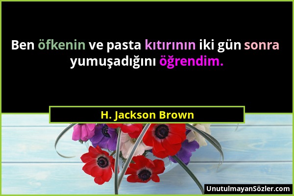 H. Jackson Brown - Ben öfkenin ve pasta kıtırının iki gün sonra yumuşadığını öğrendim....