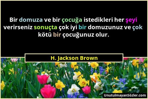 H. Jackson Brown - Bir domuza ve bir çocuğa istedikleri her şeyi verirseniz sonuçta çok iyi bir domuzunuz ve çok kötü bir çocuğunuz olur....