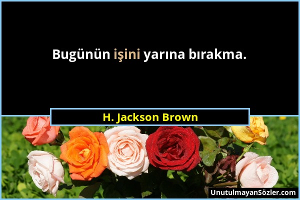 H. Jackson Brown - Bugünün işini yarına bırakma....