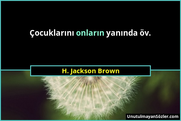 H. Jackson Brown - Çocuklarını onların yanında öv....