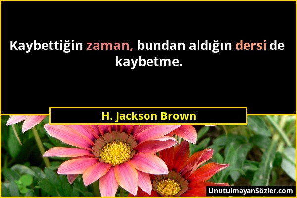 H. Jackson Brown - Kaybettiğin zaman, bundan aldığın dersi de kaybetme....