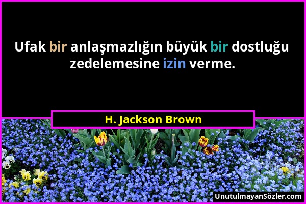 H. Jackson Brown - Ufak bir anlaşmazlığın büyük bir dostluğu zedelemesine izin verme....