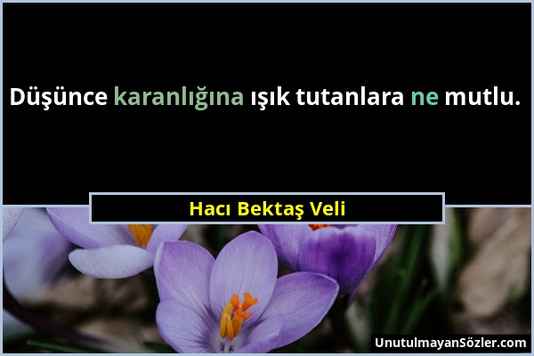 Hacı Bektaş Veli - Düşünce karanlığına ışık tutanlara ne mutlu....