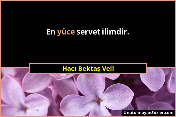 Hacı Bektaş Veli - En yüce servet ilimdir....