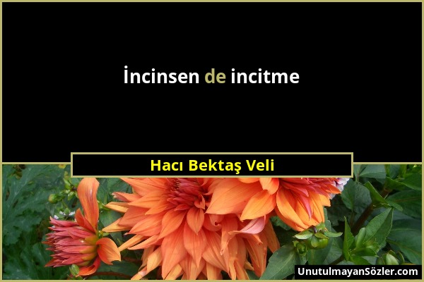 Hacı Bektaş Veli - İncinsen de incitme...