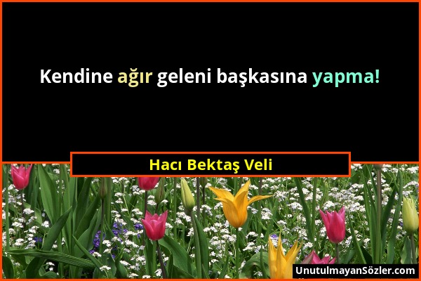 Hacı Bektaş Veli - Kendine ağır geleni başkasına yapma!...