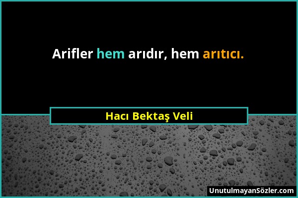 Hacı Bektaş Veli - Arifler hem arıdır, hem arıtıcı....