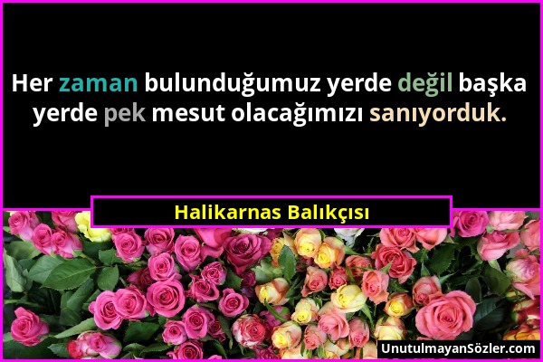 Halikarnas Balıkçısı - Her zaman bulunduğumuz yerde değil başka yerde pek mesut olacağımızı sanıyorduk....