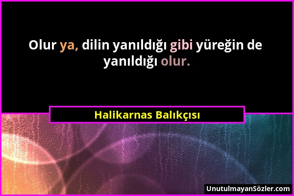 Halikarnas Balıkçısı - Olur ya, dilin yanıldığı gibi yüreğin de yanıldığı olur....