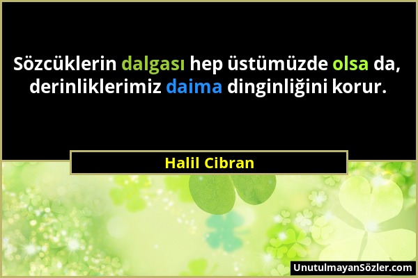 Halil Cibran - Sözcüklerin dalgası hep üstümüzde olsa da, derinliklerimiz daima dinginliğini korur....