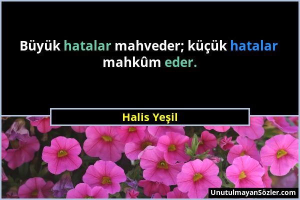 Halis Yeşil - Büyük hatalar mahveder; küçük hatalar mahkûm eder....