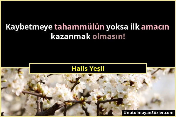 Halis Yeşil - Kaybetmeye tahammülün yoksa ilk amacın kazanmak olmasın!...