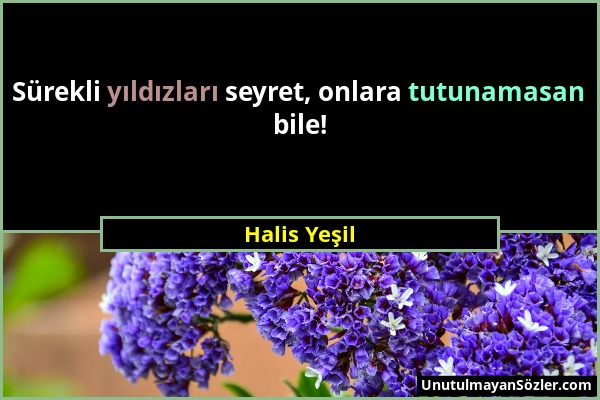 Halis Yeşil - Sürekli yıldızları seyret, onlara tutunamasan bile!...