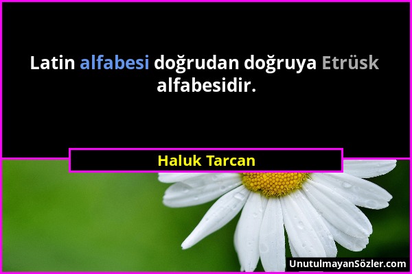 Haluk Tarcan - Latin alfabesi doğrudan doğruya Etrüsk alfabesidir....