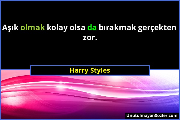 Harry Styles - Aşık olmak kolay olsa da bırakmak gerçekten zor....