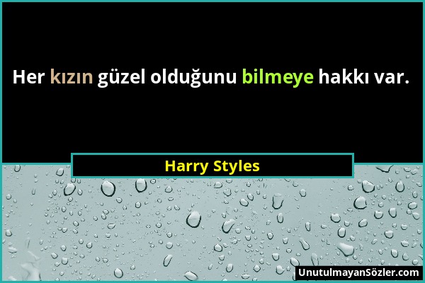 Harry Styles - Her kızın güzel olduğunu bilmeye hakkı var....