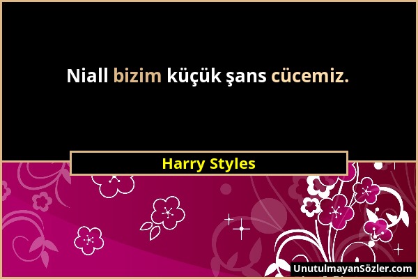 Harry Styles - Niall bizim küçük şans cücemiz....