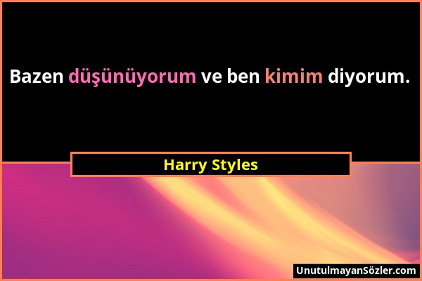 Harry Styles - Bazen düşünüyorum ve ben kimim diyorum....