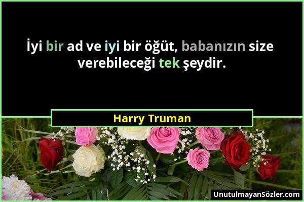 Harry Truman - İyi bir ad ve iyi bir öğüt, babanızın size verebileceği tek şeydir....