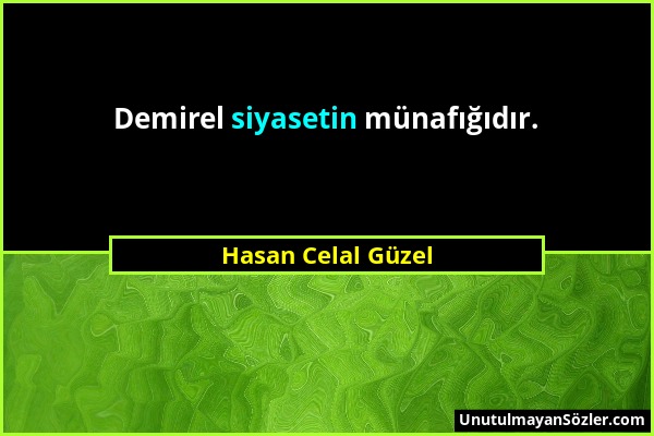 Hasan Celal Güzel - Demirel siyasetin münafığıdır....