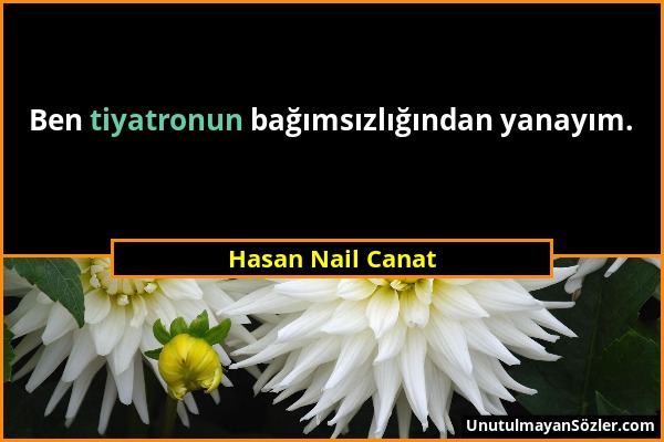 Hasan Nail Canat - Ben tiyatronun bağımsızlığından yanayım....