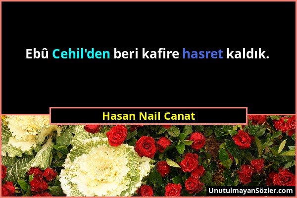 Hasan Nail Canat - Ebû Cehil'den beri kafire hasret kaldık....