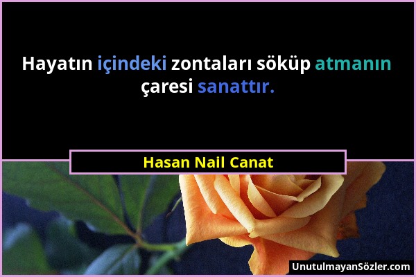 Hasan Nail Canat - Hayatın içindeki zontaları söküp atmanın çaresi sanattır....