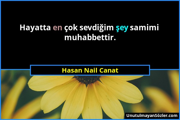 Hasan Nail Canat - Hayatta en çok sevdiğim şey samimi muhabbettir....