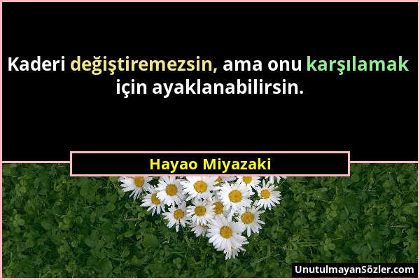 Hayao Miyazaki - Kaderi değiştiremezsin, ama onu karşılamak için ayaklanabilirsin....