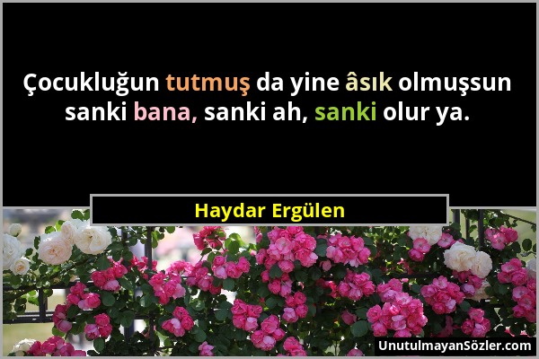 Haydar Ergülen - Çocukluğun tutmuş da yine âsık olmuşsun sanki bana, sanki ah, sanki olur ya....