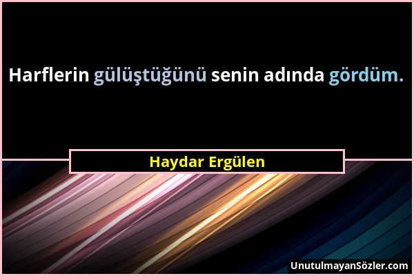 Haydar Ergülen - Harflerin gülüştüğünü senin adında gördüm....