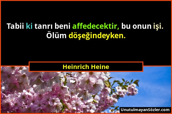 Heinrich Heine - Tabii ki tanrı beni affedecektir, bu onun işi. Ölüm döşeğindeyken....