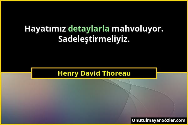 Henry David Thoreau - Hayatımız detaylarla mahvoluyor. Sadeleştirmeliyiz....